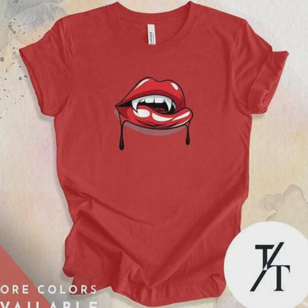 Halloween Vampire Lips Shirt, Vampire Fangs Shirt, Vampires Halloween Party Tee Vampires Shirts, Spooky Season Tee, Trick Or Treat tshirt