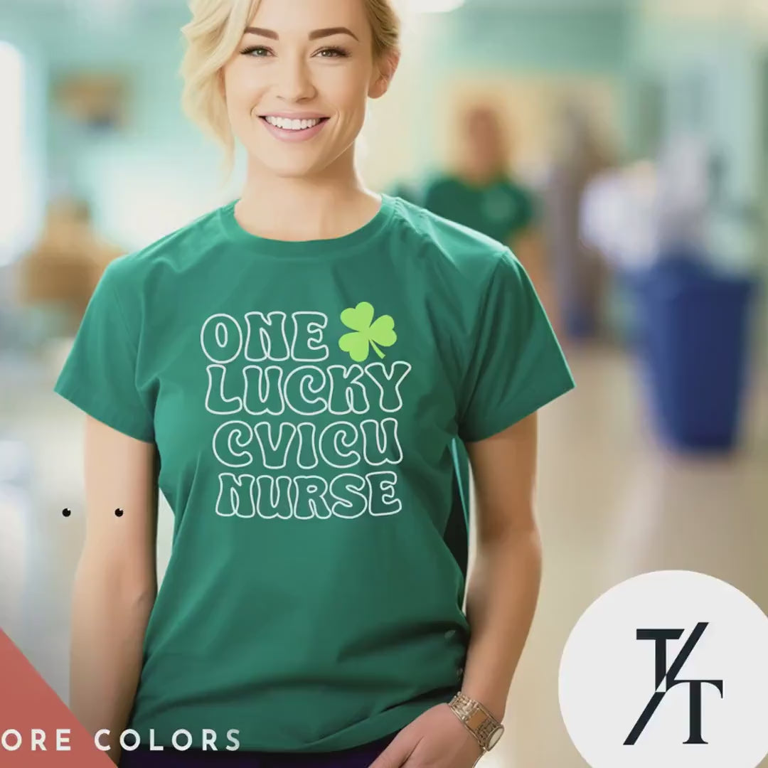 ICU Nurse St Patricks Day Shirt, St Patricks Day Gift for Coworker, Lucky Nurses T-Shirt, Cardiac Nurse Top