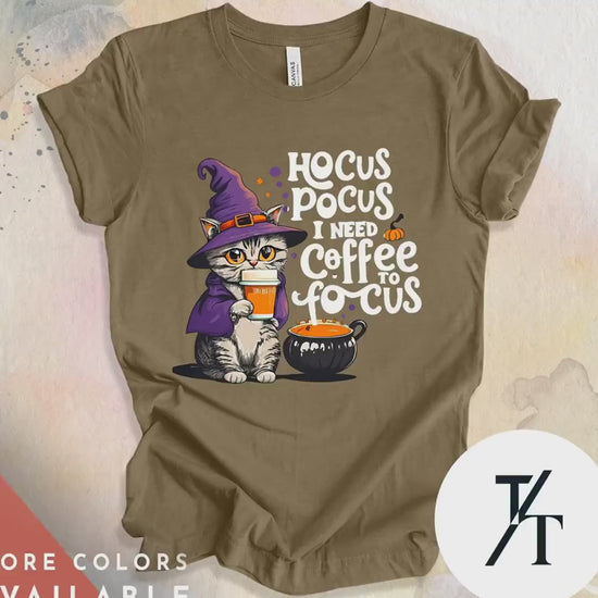 coffee cat in witch hat shirt, halloween Black Cat Lover Gift, Spooky Season Shirt, Witch Hat Black Cats
