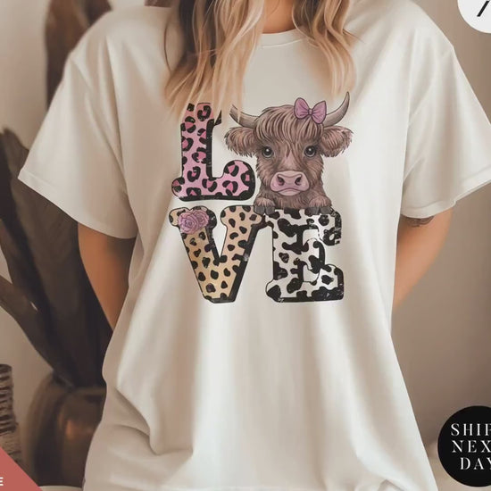 Highland Cow Valentines coquette tshirt, Highland Cow Valentine Shirt Valentine Heart Shirt, Love Valentines Coquette Cows tee