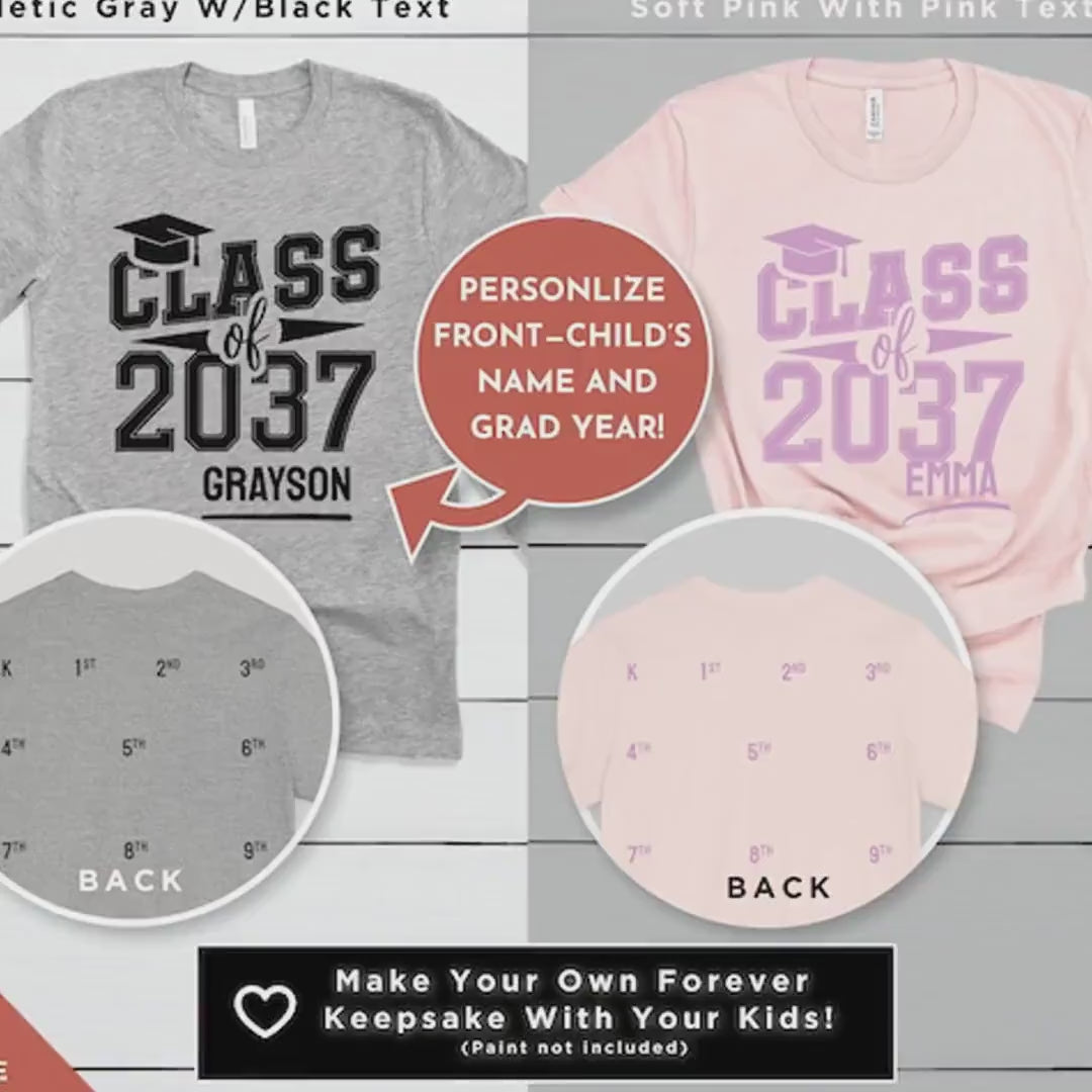 Class of 2037 handprint shirt, First Day Of School, Kindergarten Shirt, Personalized Graduation Shirts, Last Day School, Grow With Me