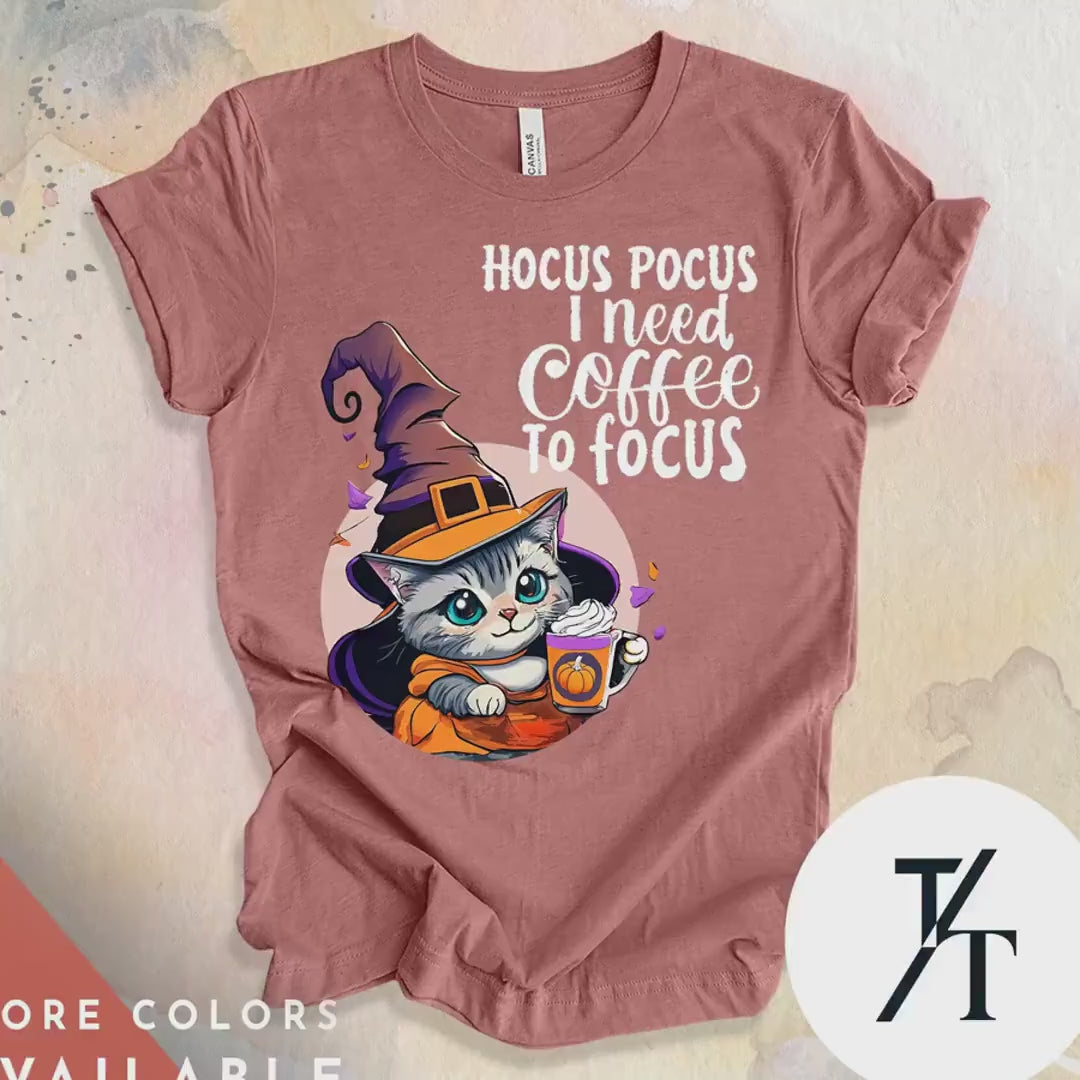 Funny cat coffee halloween shirt, Witchy Cat shirt, Coffee Lover tShirt,  Halloween Shirts, Womens spooky season Tee